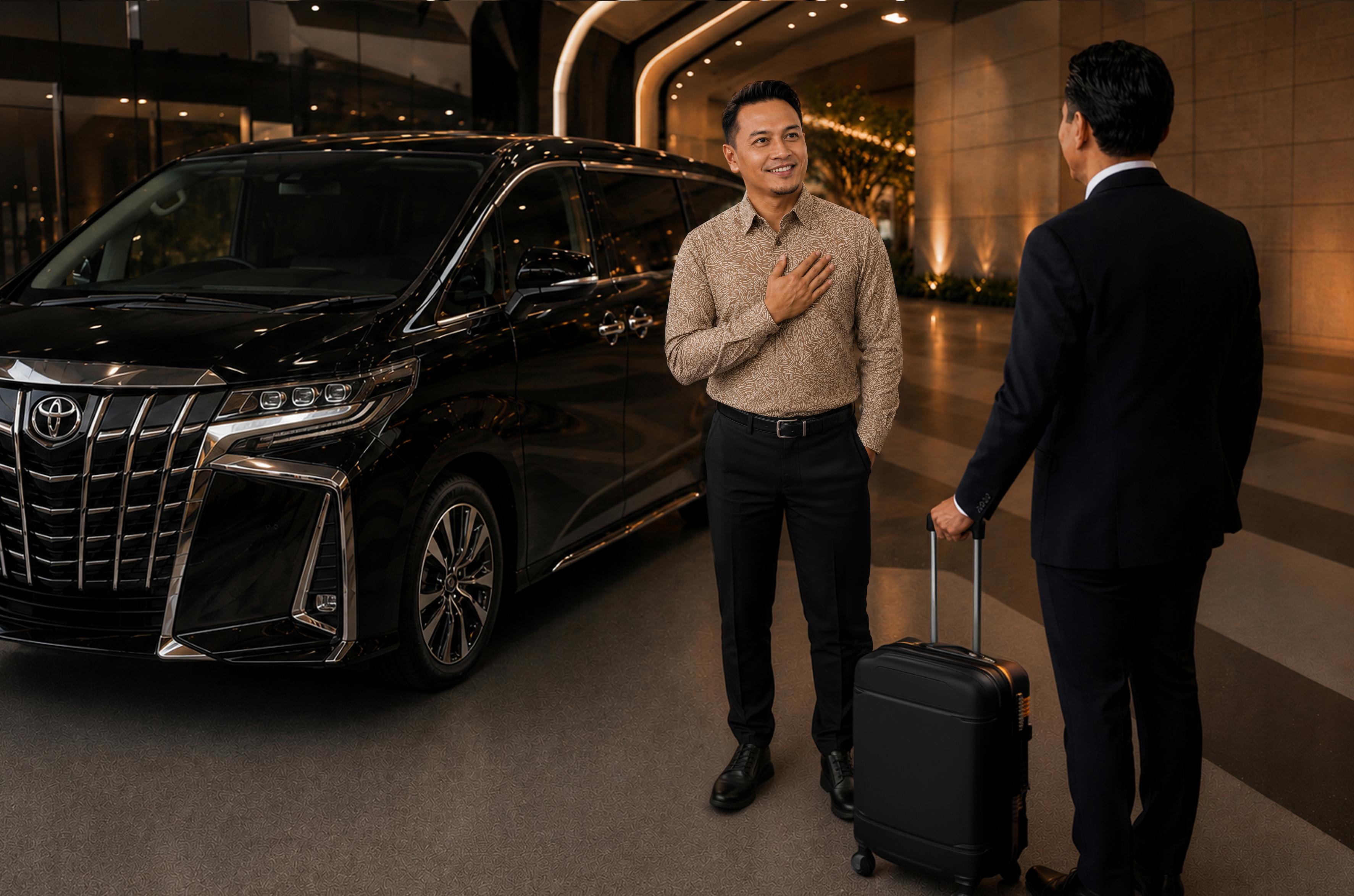 Chaffeur greeting guest with hospitality